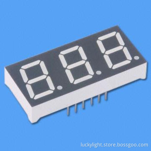 Three-digit 7 segment numeric LED displays, blue color (470nm) for audio equipment, instrument